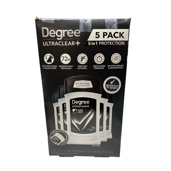 Degree Men Ultra Clear Black + White Solid Antiperspirant Deodorant, 2.7oz - 5ct - Picture 1 of 1